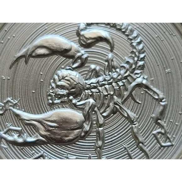 SCORPIO - ZOMBIE Zodiac Series 1 OZ 999 Silver Round in Capsule Skull Apocalypse - Picture 3 of 6